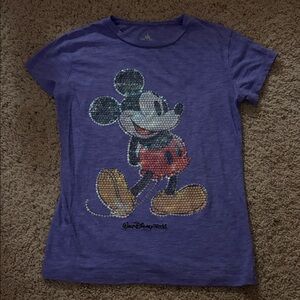 Disney Parks Kids Light Purple Sequin Mickey Mouse Tee Size XL